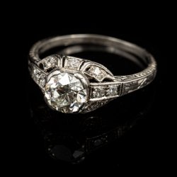 Platinum art-deco diamond engagement ring-1.03 cttw.-$4,500.00