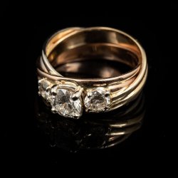 14ky 3 stone diamond ring, C=1 cttw., vs2 H, S=.65 cttw., $6,500.00